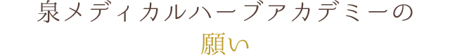 泉メディカルハーブアカデミーの願い